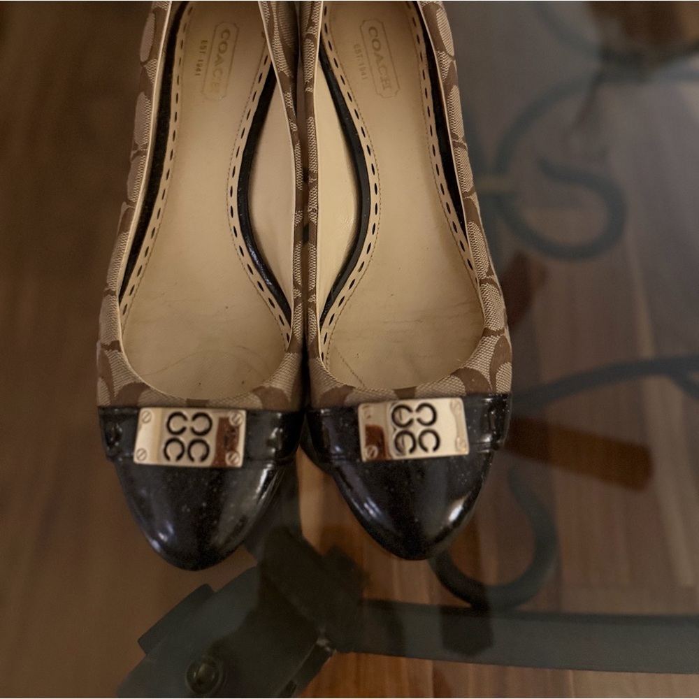 Coach Signature Brown and Black Flats